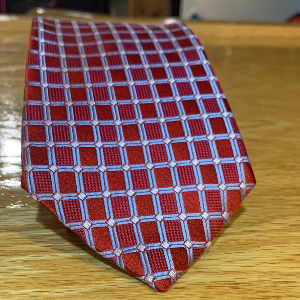 Tommy Hilfiger Red and Blue Checkered Tie